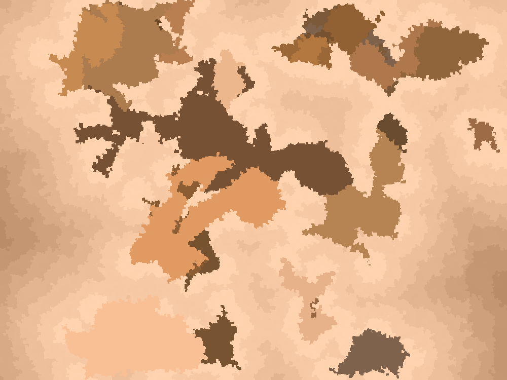 A parchment colored pixelated continent map